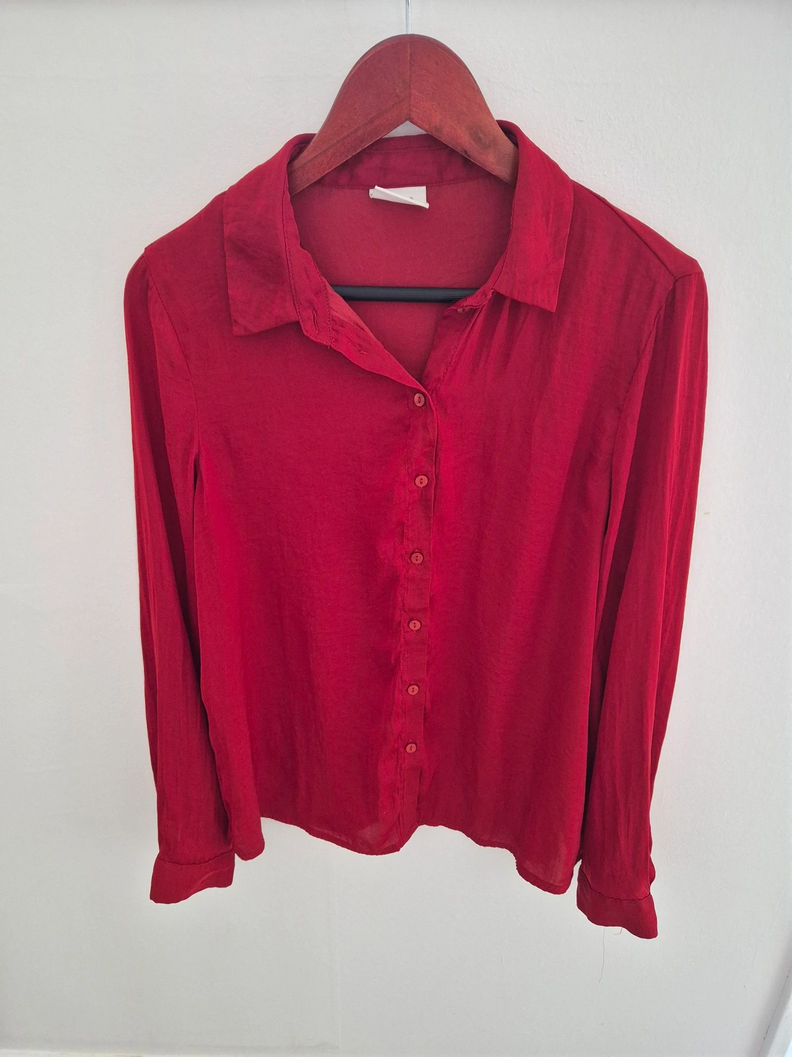VILA 'Vidreamy' Rode Blouse met Knopen | Maat 38 (M)